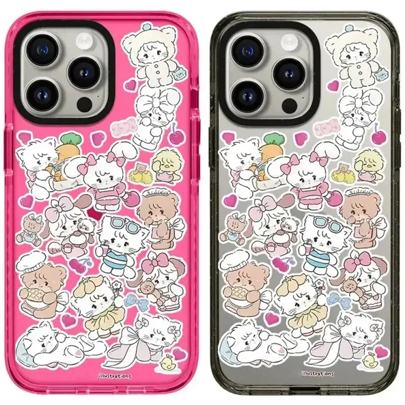 

2.5 Acrylic Cute Cat iPhone 12 13 15 14 Pro Max Protective Case, Fits iPhone 15 Pro Max