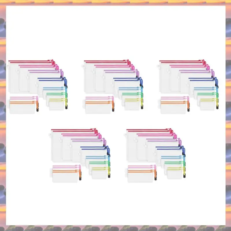 

(Flash Sale) 90 Pack 8 Sizes Zipper Mesh Pouch, Waterproof Zipper File Bags Document Pouch Multipurpose Travel Bags (9 Colors)