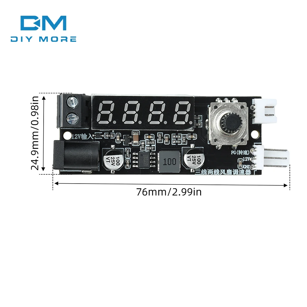 DC12V Fan Temperature Governor Automatic Manual Switch 3A Max Output 0-12V Stepless Regulation PC Server Cooling Speed Regulator