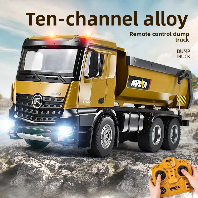 Huina 573 Alloy Remote Control Dump Truck 1:14 Simulated Soil Loader 10-Channel Engineering Vehicle Children'S Toy Model