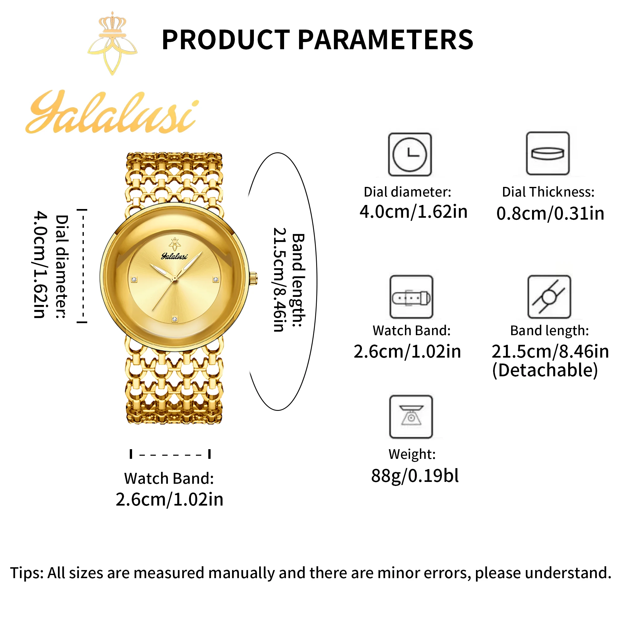 Yalalusi-女性のための高級クォーツ時計,ゴールドの骨格ブレスレットのデザイン,ボックス時計の取り外し,電気メッキ,プロモーション