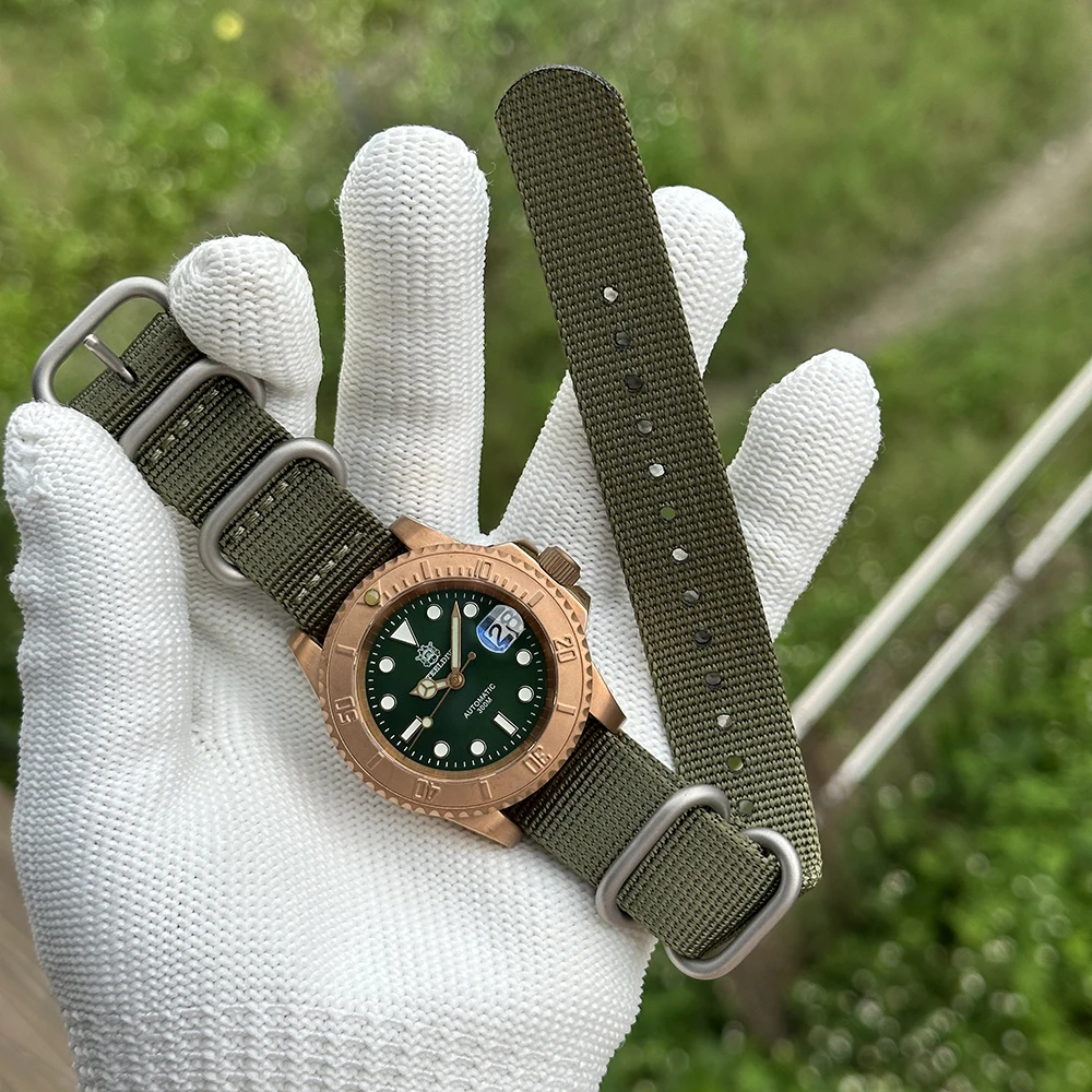 STEELDIVE SD1953S Men's Luxury Bronze Wristwatch NH35 SuperGreen
