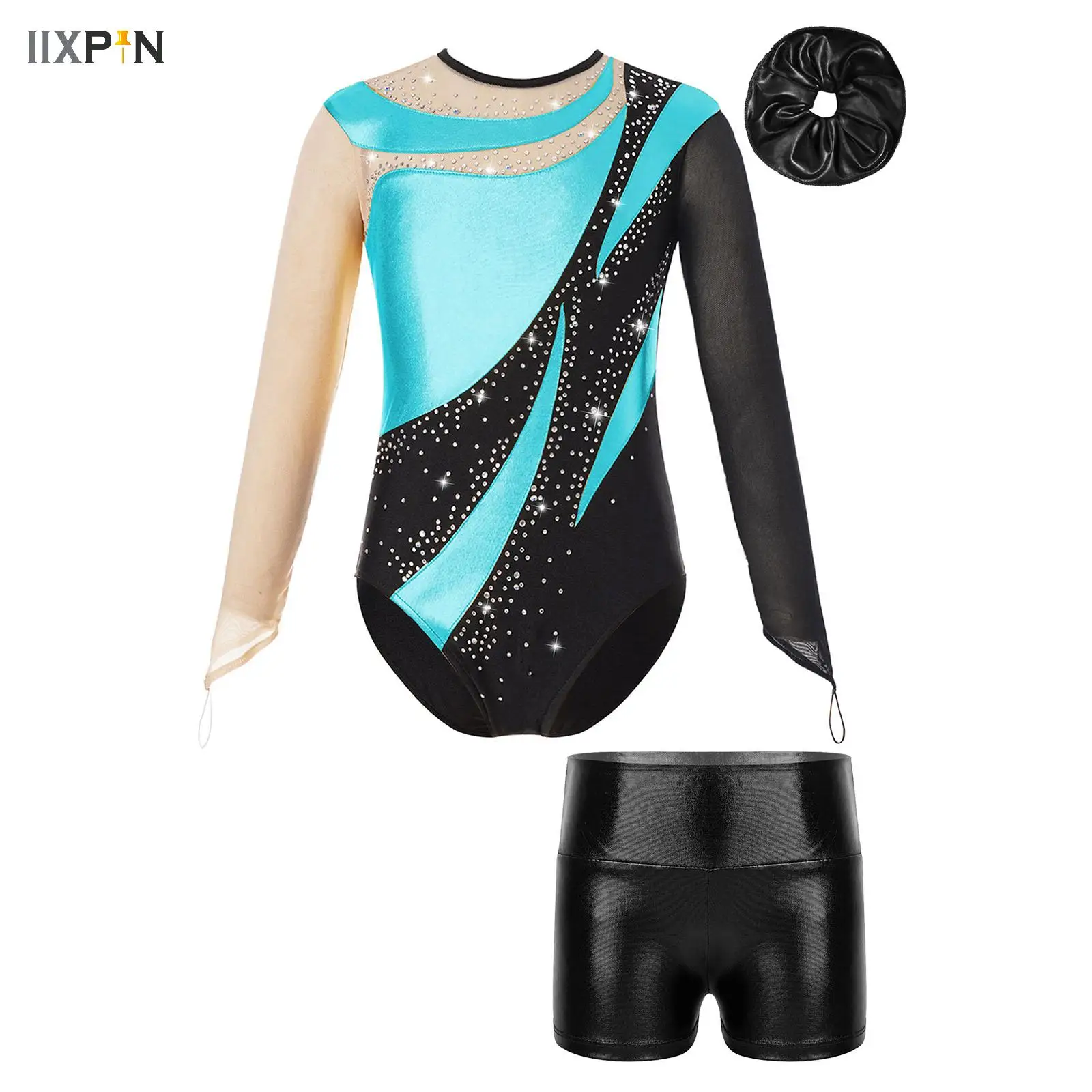 

Child Ballet Dance Outfits Little Girl Long Sleeve Gymnastics Leotards with Shorts Girls Dancewear Set for Yoga Unitard Jumpsuit