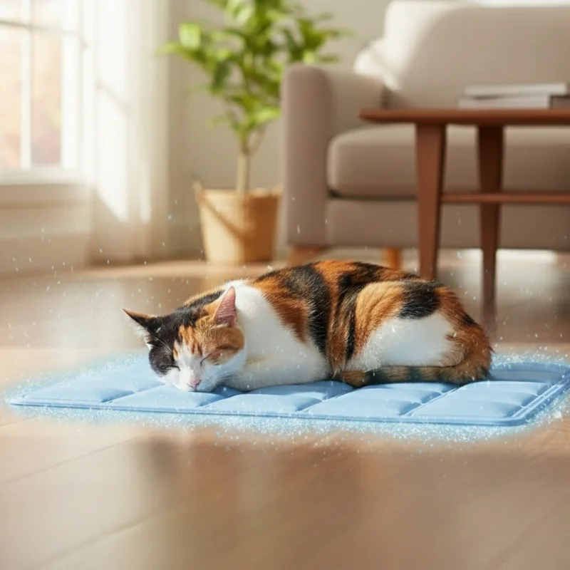 Dual-Sided Cooling Pet Mat: Waterproof & Durable Summer Bed for Cats & Dogs, Reversible for Year-Round Use As Floor Mat