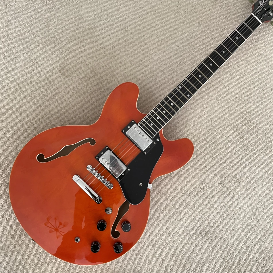 صنع في الصين، جيتار كهربائي مجوف لموسيقى الجاز، أجهزة كروم، بيك اب HH، جسم جيتار خشب القيقب، توصيل مجاني