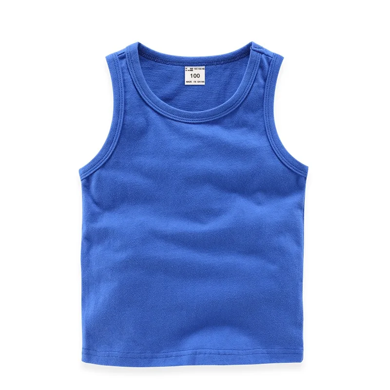 Random 1PCS Children's Vest Solid Tank Top Summer Sleeveless Undershirt Boys Girls Breathable Basic Singlet Vest 9 Color 2-12T