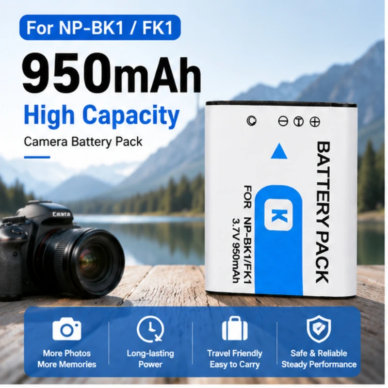 950mAh NP-BK1 Replacement Battery for Sony Cyber-shot Camera  Li-ion Power Pack Compatible with DSC-S750/S780/S850/S980 W180