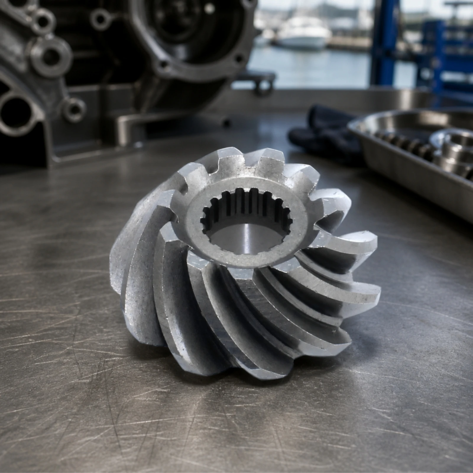 Outboard Motor Pinion Gear for Suzuki 40 HP Lower Unit Gearbox Helical Tooth Steel Drive Shaft Component