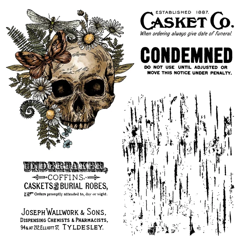 

Vintage Retro Skull Floral Metal Cutting Dies Clear Stamp DIY Scrapbooking Decor Metal Dies And Stamps Set For Card