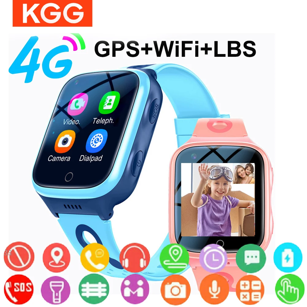 Montre intelligente K227 4G pour enfants, GPS, WiFi, 1000mAh, traqueur d'appel vidéo, localisation, appel SOS, moniteur de téléphone, cadeaux pour enfants