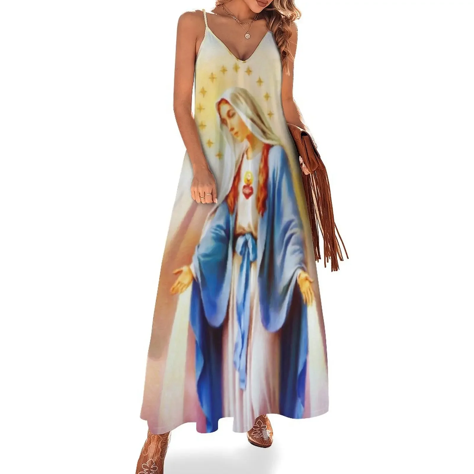 

Virgin Mary colorful Painting Sleeveless Dress Elegant gowns evening dress women's summer dresses 2024