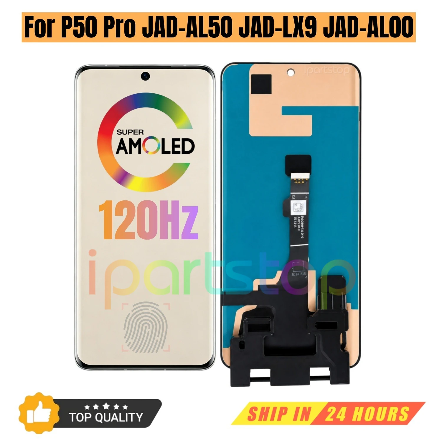 iParts Replacement New Display for Huawei P50 Pro JAD-AL50 JAD-LX9 JAD-AL00 120Hz OLED Touch Screen with Frame Assembly OEM