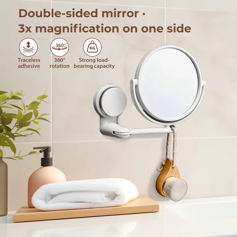 

Вращающееся пластиковое складное вакуумное присоска, круглые аксессуары для ванны, принадлежности для макияжа, косметическое зеркало, зеркала для бритья, настенное зеркало для ванны