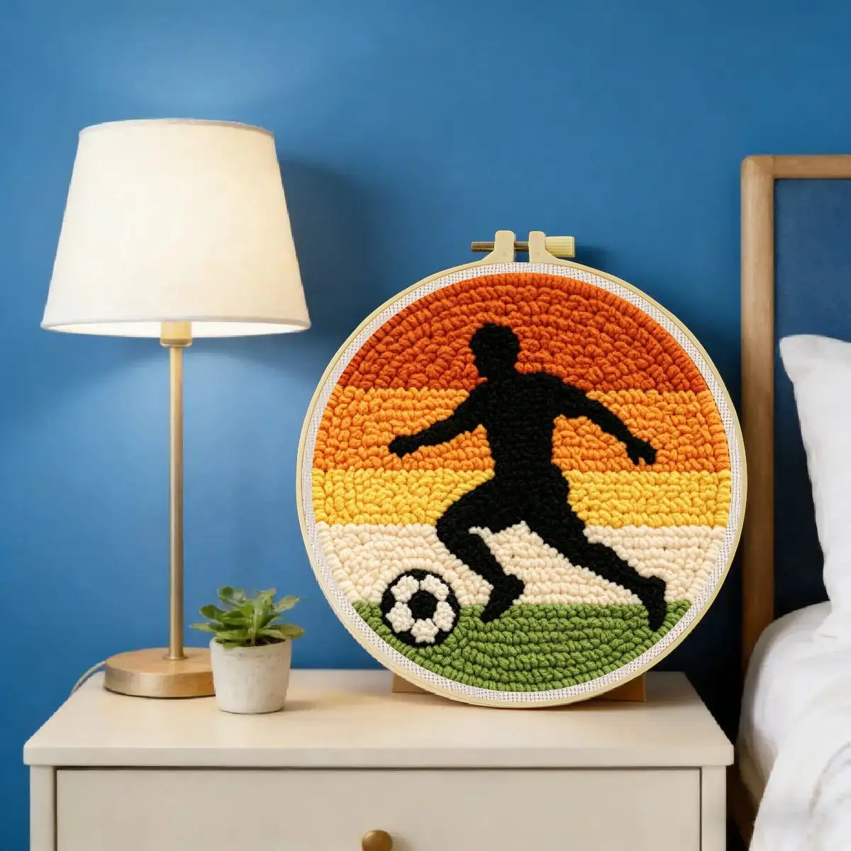 20X20CM/7,87 Zoll Fußball-Stickset, Punch-Nadel-Stickset, Stickerei, gestrickte Stickerei, DIY, handgemachtes Geschenk, Nähkunst – Detail 1
