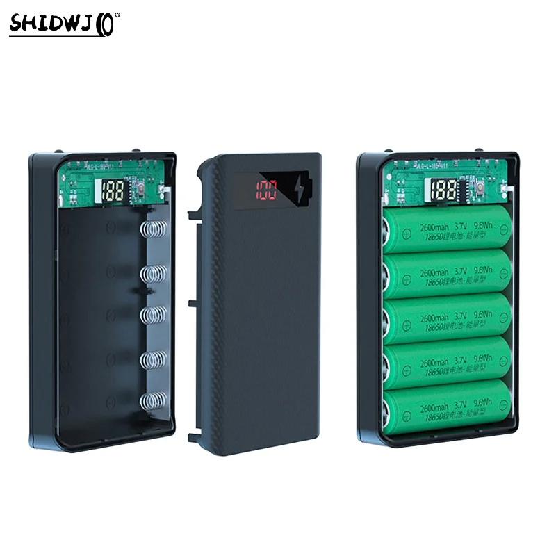 1pcs Charger Detachable DIY Shell 5*18650 Battery Power Bank Case 10W Dual USB Holder Battery Storage Box