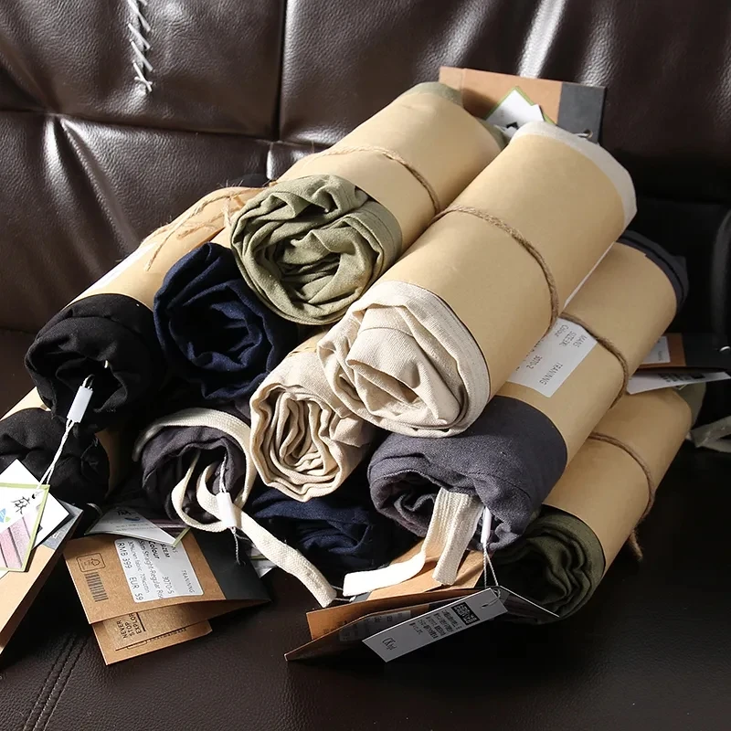 

Хлопково-льняные мужские летние повседневные брюки с эластичной резинкой на талии, дышащие длинные брюки свободного покроя, простая повседневная одежда Urban Faion