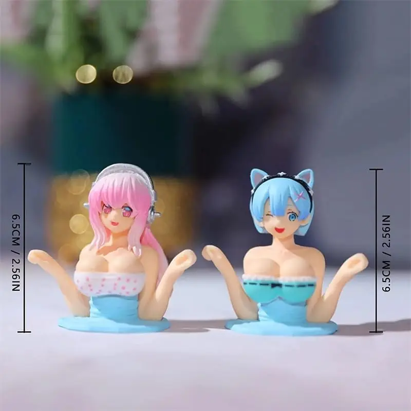 3PCS Kawaii Shaking Chest Ornaments Cute Shake Girl Car Dashboard Decorations Anime Beautiful Girl Car Ornament Toy