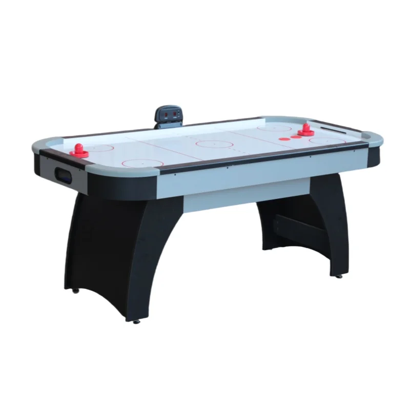 

Premium 6ft Classic Black And White Air Hockey Table With Electronic Scorer For Home Game Room, Indoor Sports Equipment