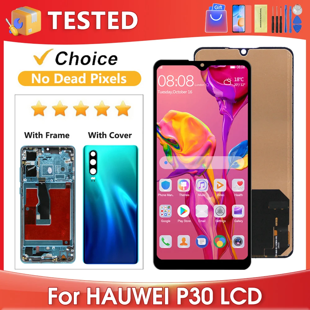 For HUAWEI P30 Tested For ELE-L29 ELE-L09 AL00 TL00 ELE-L04 LCD Display Touch Screen Digitizer Assembly Replacement