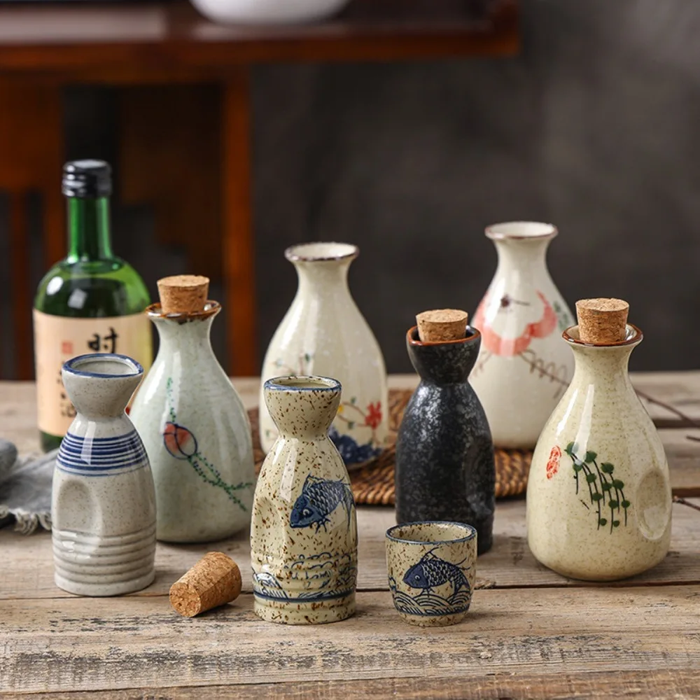 

Ceramics Japanese-style 150ml Liquor Pot and Wine Glass Set Sushi Shop Alcohol Bottle 300ml Barware Alcohol Accessories