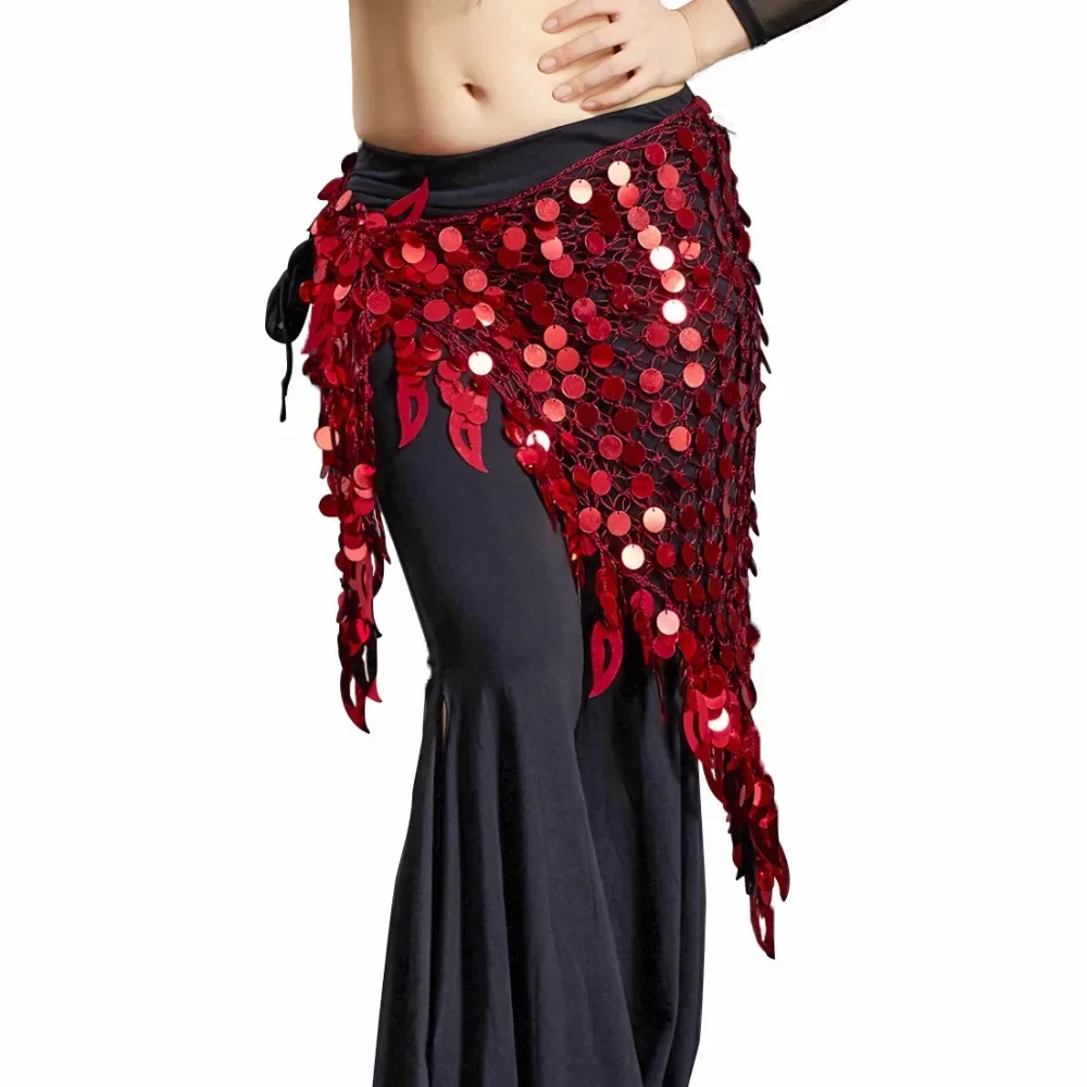 

11 Colors Belly Dance Clothing Long Tassel Argentina Triangle Belt Hand Crochet Women Belly Dance Hip Scarf Coins Belt