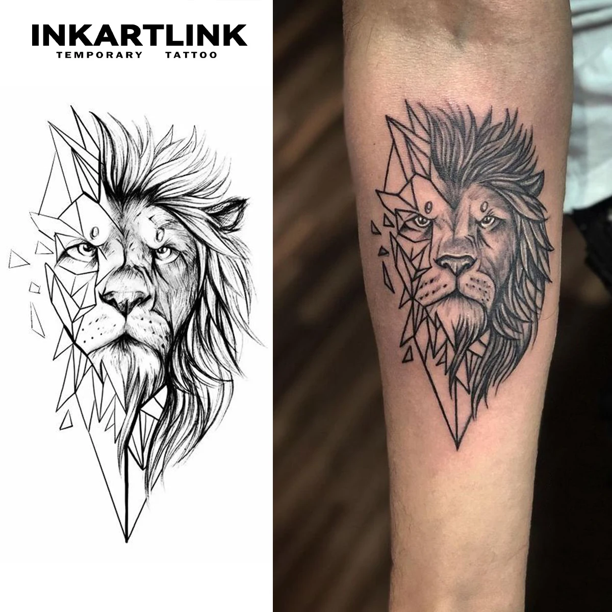 Lion Temporary Tattoo,Lasts To 15 Days New Technology Magic Waterproof Semi Permanent Sticker.