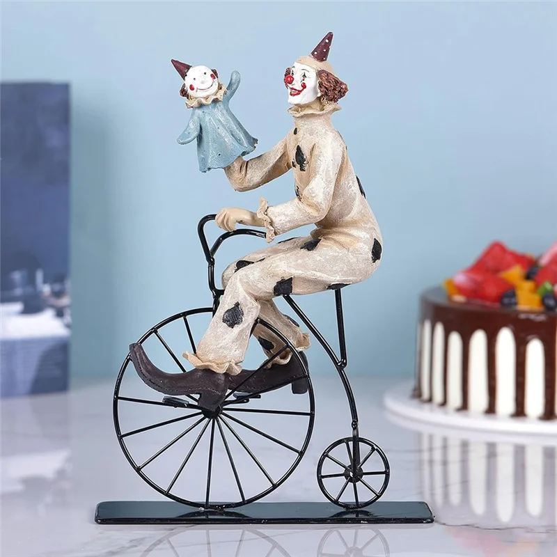 ABLU-Creatives Clown Circus Statues, Clown Ornaments Home Decor Resin Sculpture, Handmade Crafts Collectible Art Figures-A Durab