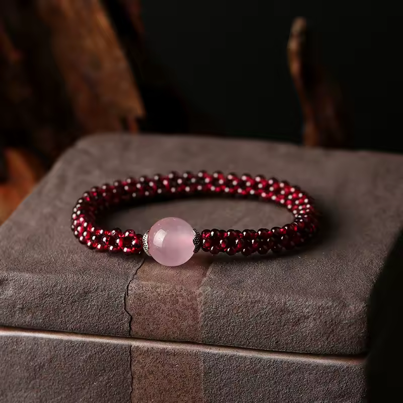 Natural Garnet Stone & Pink Crystal & Agate & Amazonite Female Beads Bracelet Jewelry For Women Best Gifts Promotion
