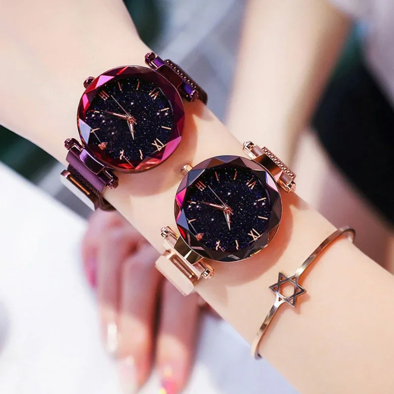 Reloj Mujer Fashion Starry Sky Women's Watches Magnet Buckle Mesh Belt Diamond Quartz Watch Women Dress Clock Relogio Feminino