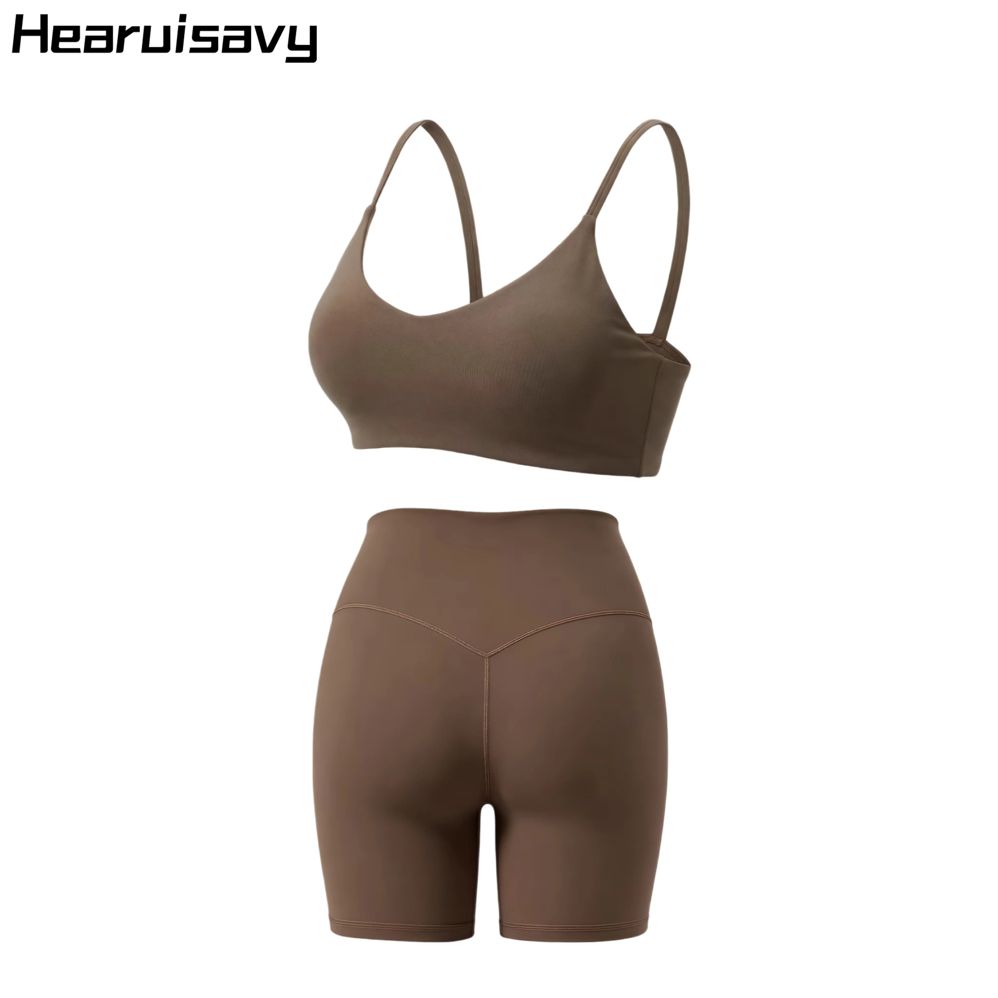Hearuisavy Womens 2 Piece Workout Set Sports Bra Biker Shorts High Waist Tummy Control Yoga Outfit Gym Running Activewear Female