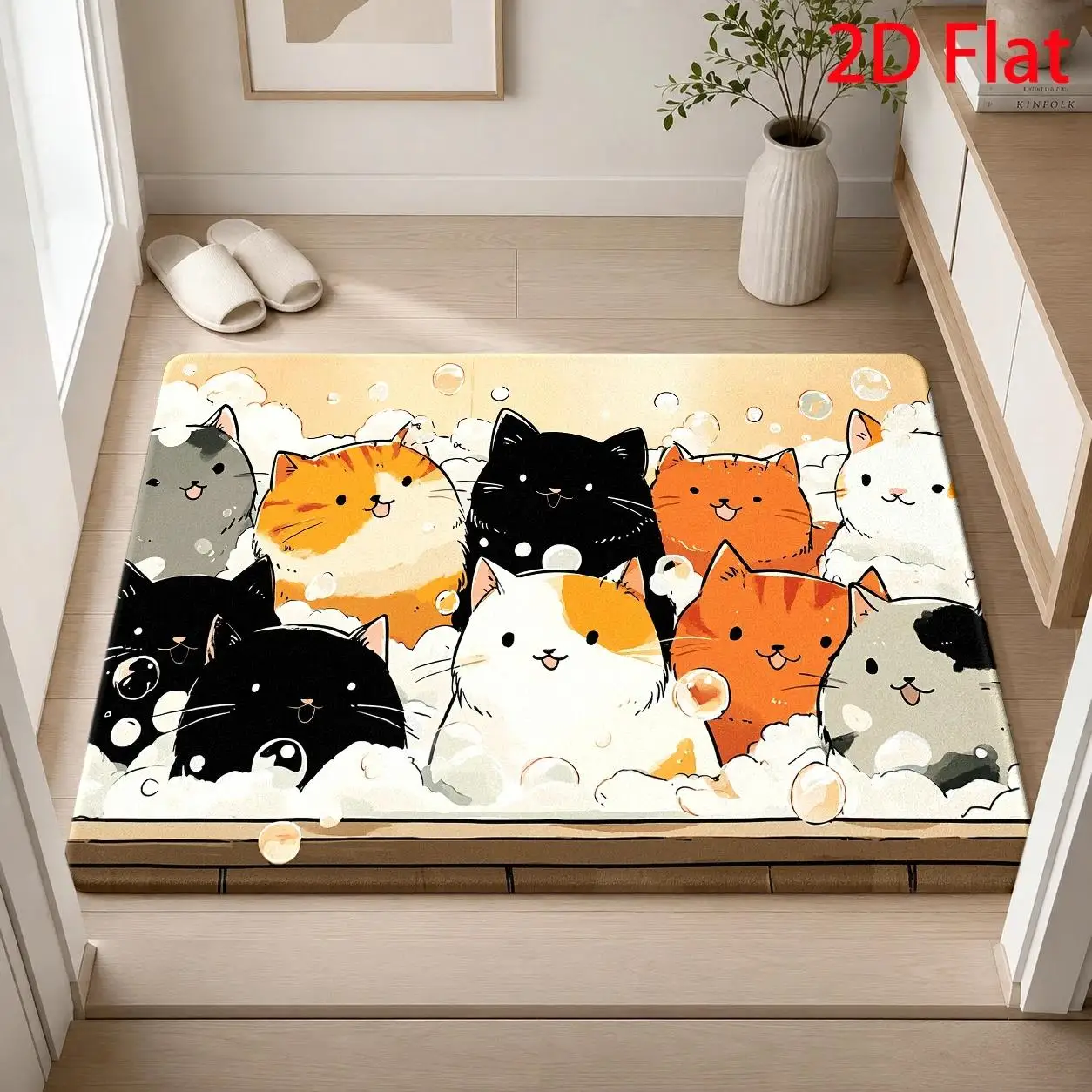 Adorable Multi‑Kitten Doormat, Non‑Slip Entry Mat, Realistic Group Kitten Portrait Art for Cat Enthusiasts Indoor Porch Ornament