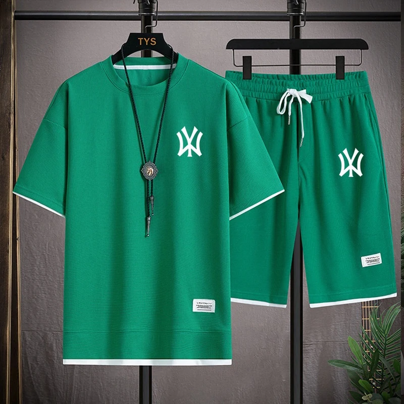 Men's summer casual T-shirt, short-sleeved T-shirt, men's fitness and sports cotton top, men's running fashion outfit