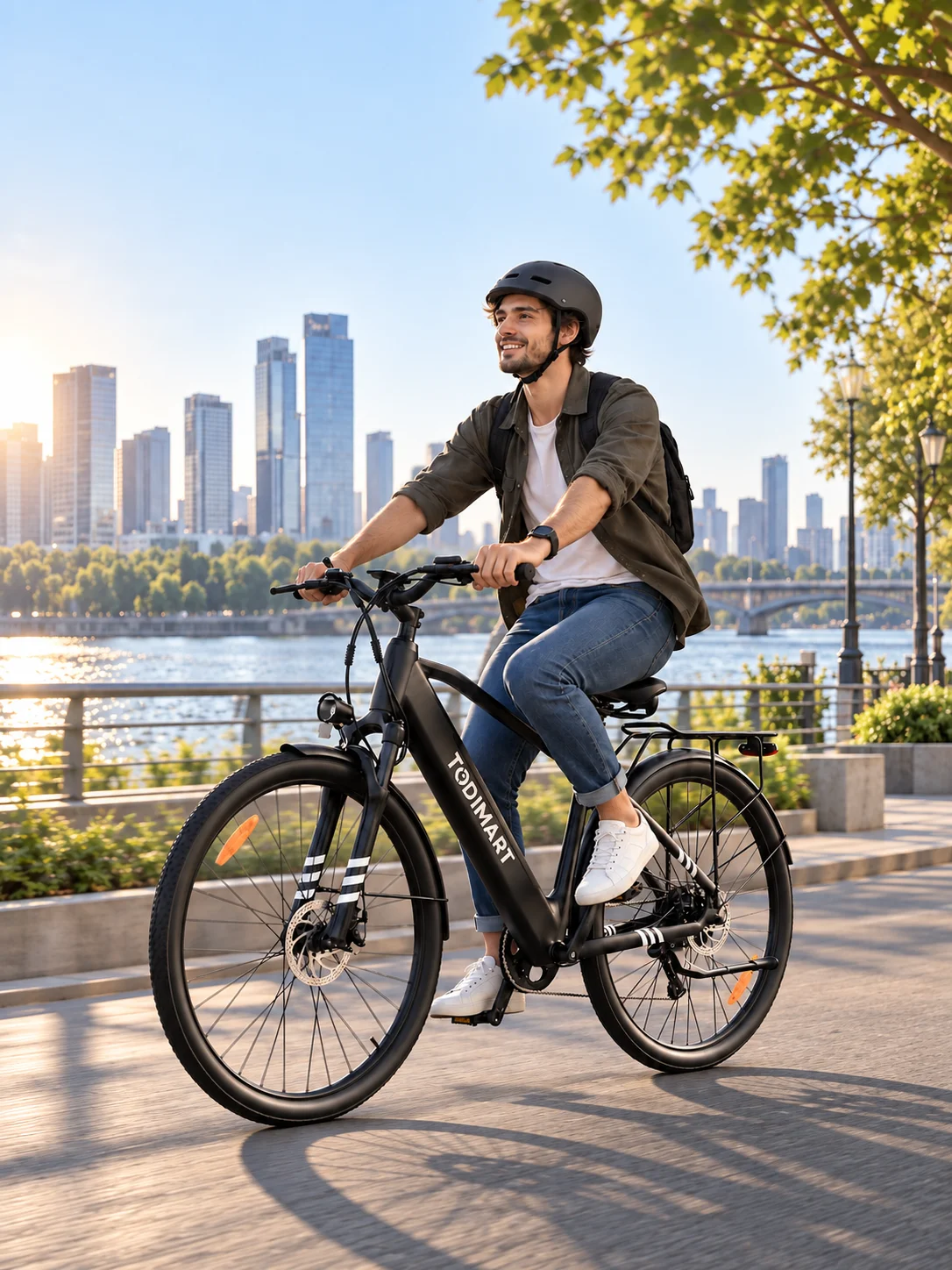 TODIMART M1 M2 Elektrofahrrad für Erwachsene 120KM Reichweite 26×2 Zoll Reifen 7 Gang Vorderradfederung Smart APP Steuerung Doppelte Mechanische Scheibenbremsen City E Bike