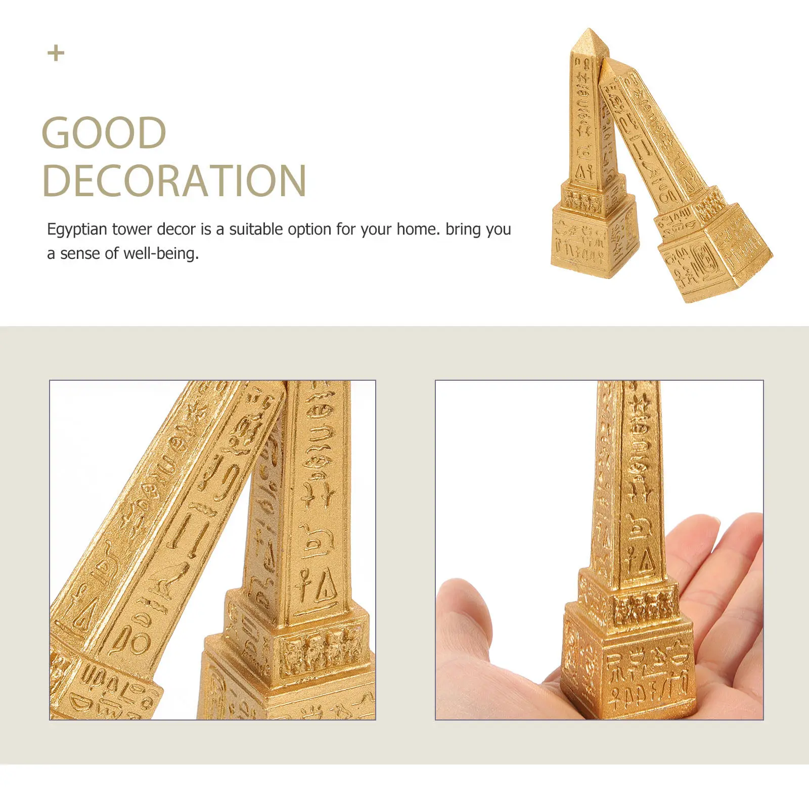 2Pcs Ancient Egypt Resin Tower Home Decor Desk Ornament Long-Lasting Egyptian Decoration Egyptian