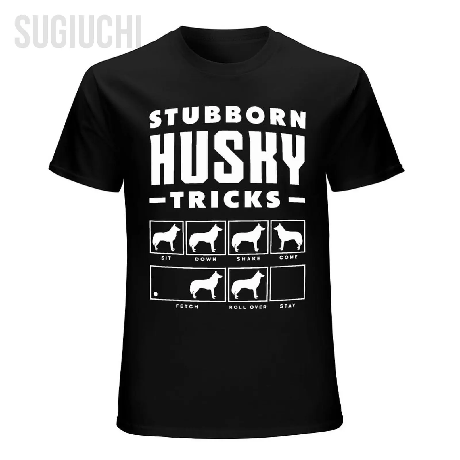 Unisex Men Stubborn Siberian Husky Dog Tricks Dog Lover Huskies Tshirt Tees T Shirts Women Boys 100% Cotton T-Shirt