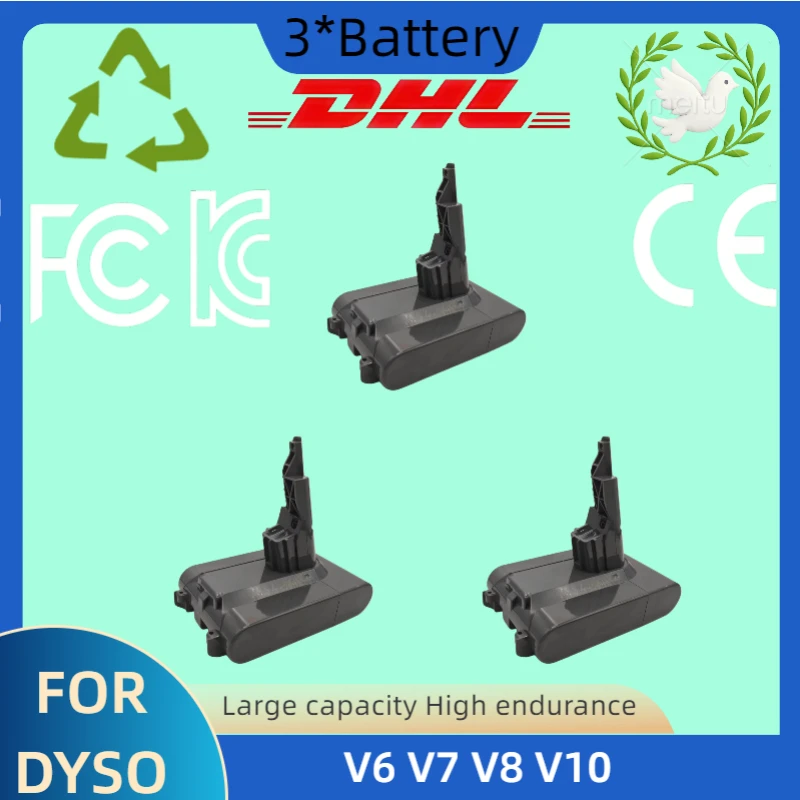 

For Dyson Battery V6 V7 V8 V10 Cordless Vacuum Cleaner 21.6V 6000mAh-12800mAH SV09 SV10 SV11 SV12 Vacuum Cleaner Battery charger
