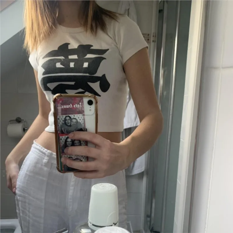 Woman T-shirts T-shir T Shirt for Women letter Graphic Tees Y2k Tops Anime Girl Grunge Clothes Y2k Top Women's Cropped Kpop Emo