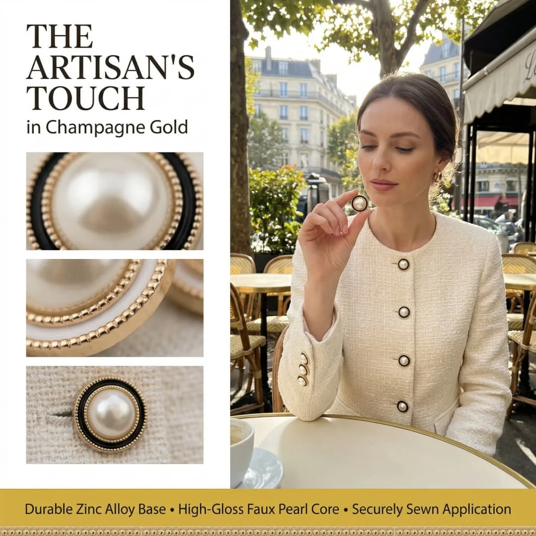 10Pcs Elegant Round Pearl Buttons, 15mm/20mm/25mm, for Women's Jackets Coats Dresses Cardigans DIY Sewing Replacement