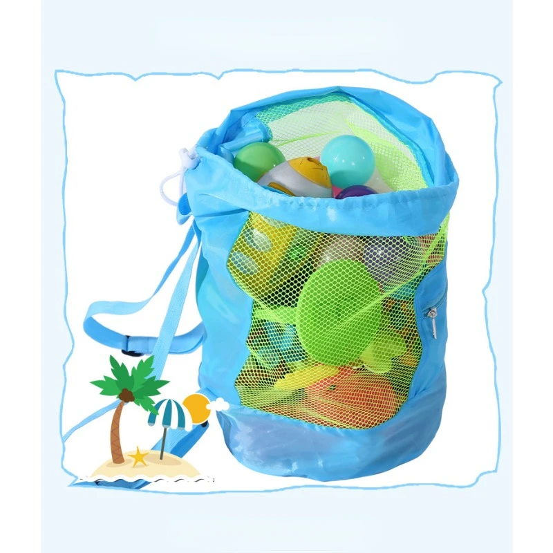 Children Sand Away Protable Mesh Bag Foldable Beach Toy Bag Kids Toys Storage Bags Beach Net Drawstring Storage Backpack