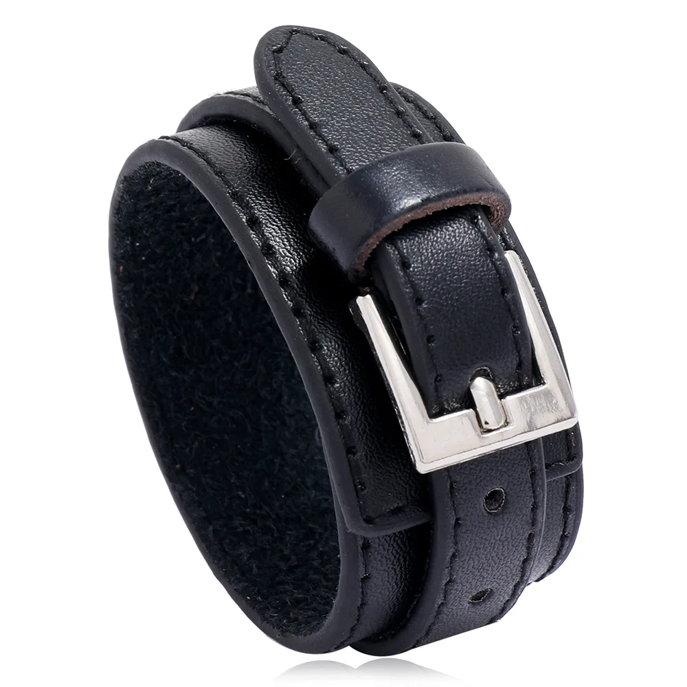 Punk Style Genuine Leather Bracelet for Hand Wrist Wristband Men Woman Watch Strap Couple Jewelry Gift