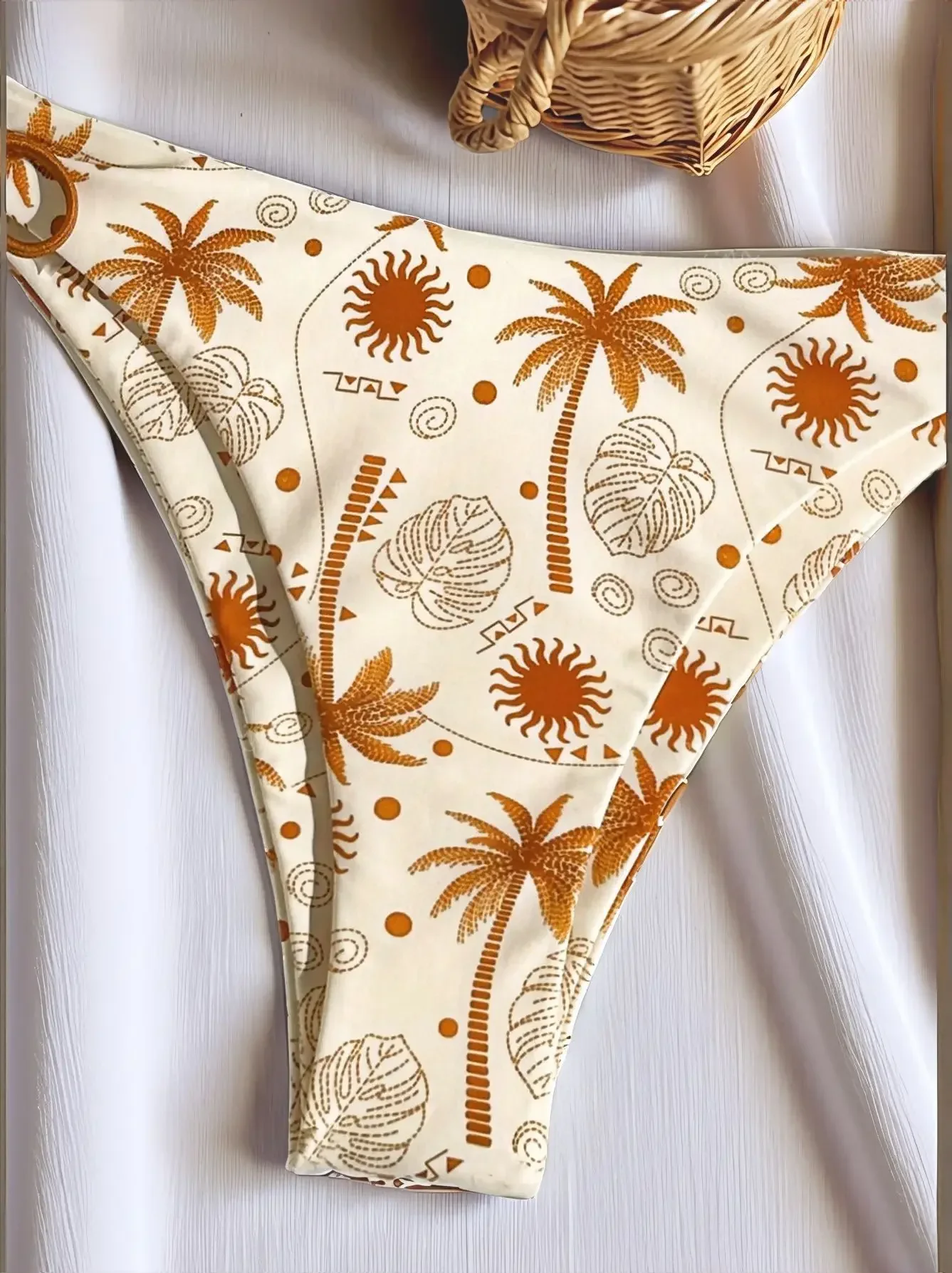 بدلة سباحة بحزام رفع مطبوع، طقم بيكيني مدمج على الصدر للشاطئ مكون من قطعتين للنساء