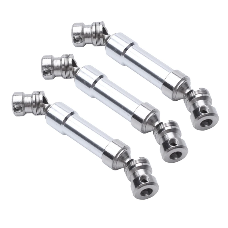 

3Pcs Metal Rear Center Drive Shaft CVD Transmission Shaft For 1:12 Wltoys 12428 12423 Silver