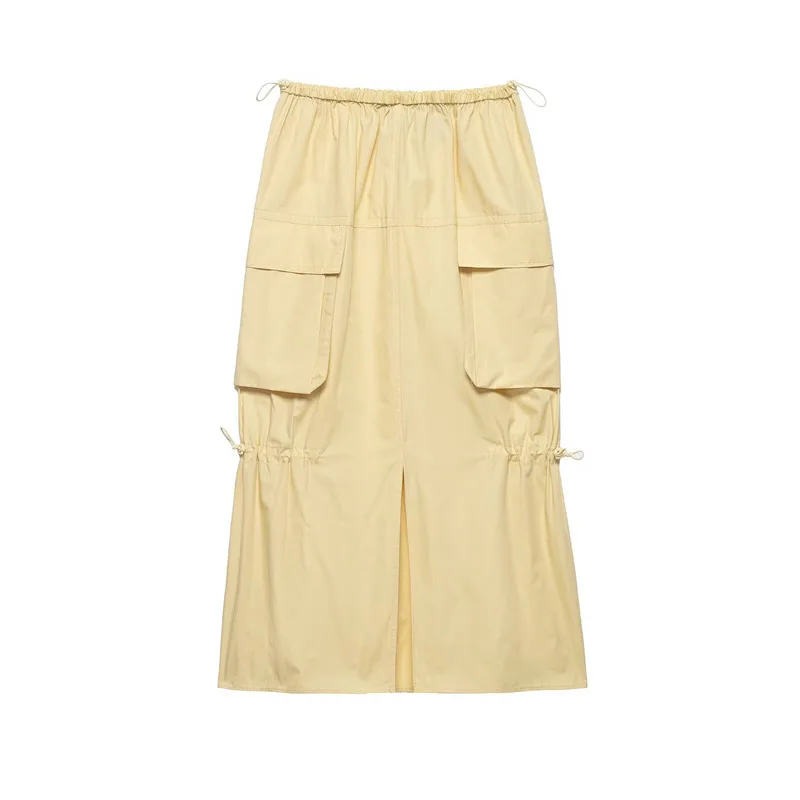 Withered Women's Clothing 2026 Summer New Product Casual Mid Waist Casual Workwear Style Split Flute Skirt