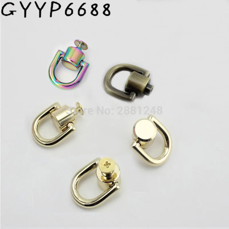 2-30-100pcs rainbow Bag hanger hardware accessories on both sides of the screw D ring buckle bag the package chain metal