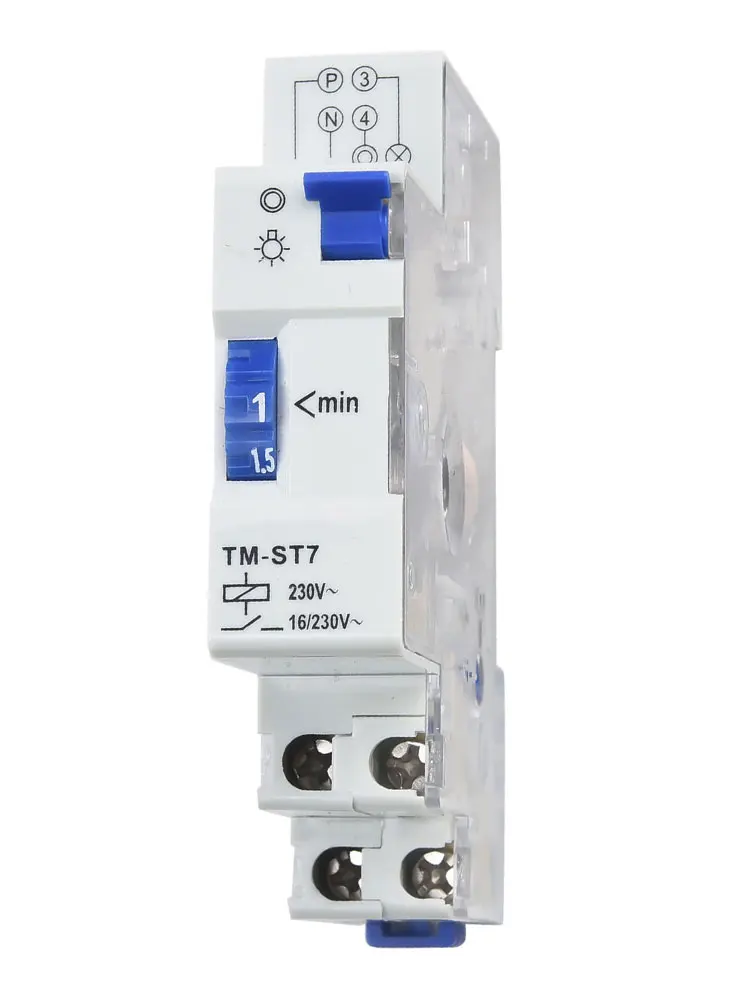 TM-ST7 Timer Switch 220V 7 Minutes Precision Mechanical Timer 18mm Din Rail Staircase Timer Switch Toggle Switch For Sign Lights