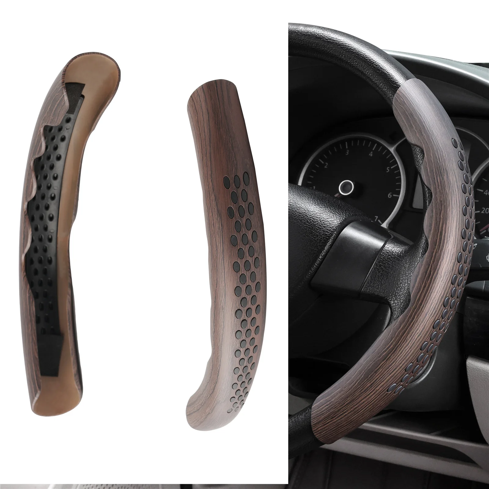 1 Pair Universal Ultra-thin Wood Grain Steering Wheel Cover Protector Anti-skid Anti-scratch Booster Car Interior Accessories