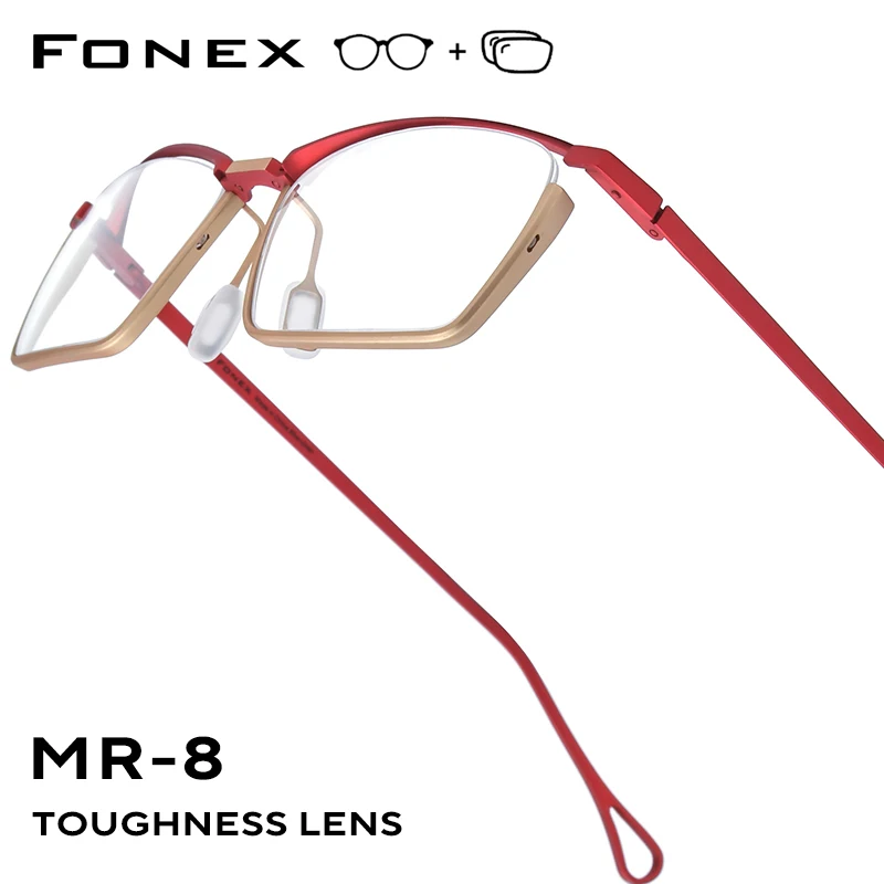 

FONEX Progressive Prescription Glasses Custom Photochromic Myopia Optical Lens Eyewear Men Square Eyeglasses Titanium Frame 5819