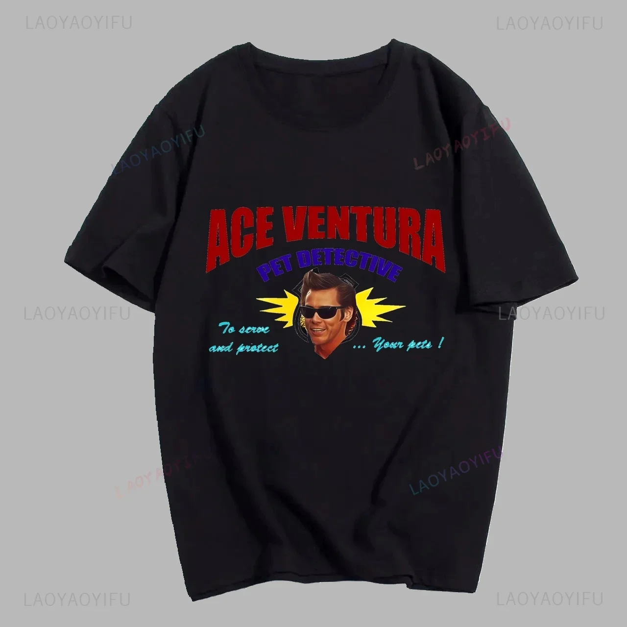 Comedy Film Ace Ventura Pet Detective Loose Short Sleeve T-shirt Neutral Trend Harajuku Unisex Shirt Graphic Large T-shirt