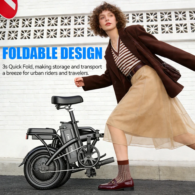 14'' G11-Foldable Commuter Ebike 500W Motor Removable Battery Max 19.9MPH Dural Disc Brake with 4 Shock Absorption Mini Electric Bicycle for Adults,College Students, Commuters & Urban Riding E-Bike