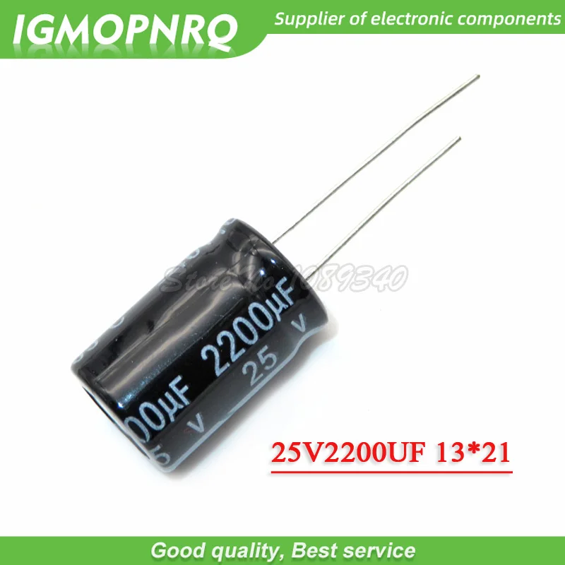 10PCS 25V2200UF  13*21mm 25V 2200UF 13*21 Aluminum electrolytic capacitor